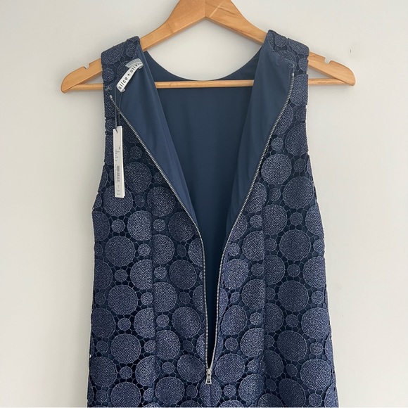 ALICE + OLIVIA Clyde Sapphire Glitter Lace A-Line Sleeveless Mini Dress Sz 4 NWT - Picture 9 of 16